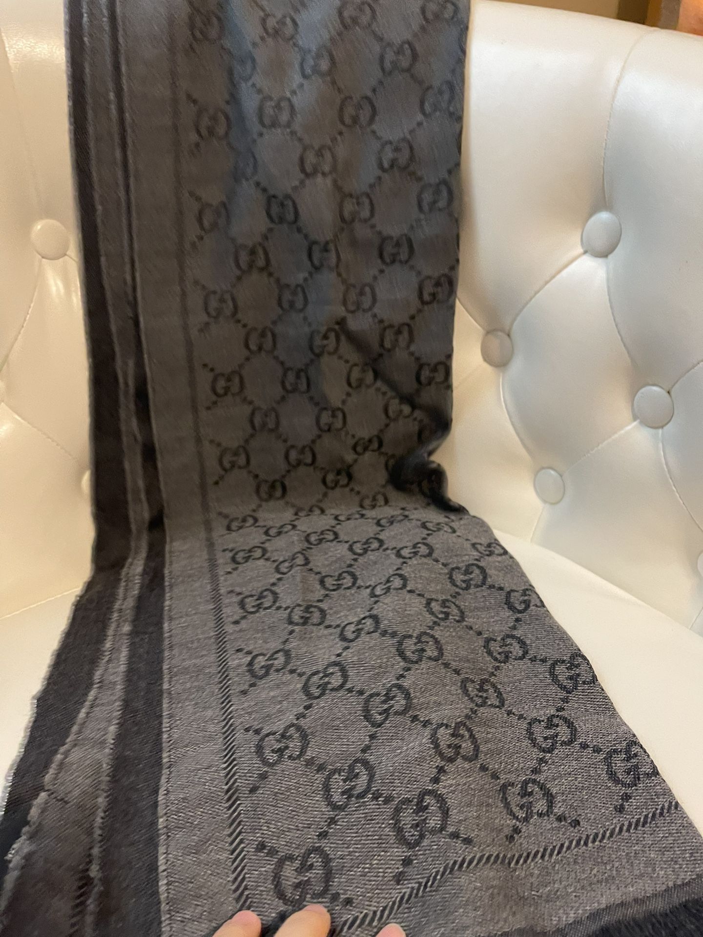 Gucci Dark Gray And Black Wool Scarf 175