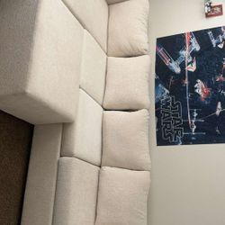 Ivory Couch With Ottoman 