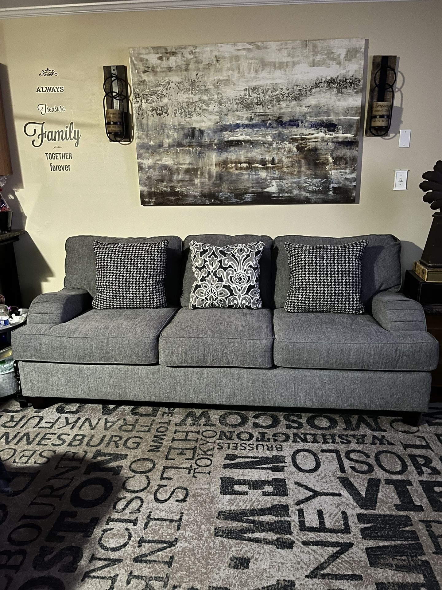 Gray Chenille 90” Sofa