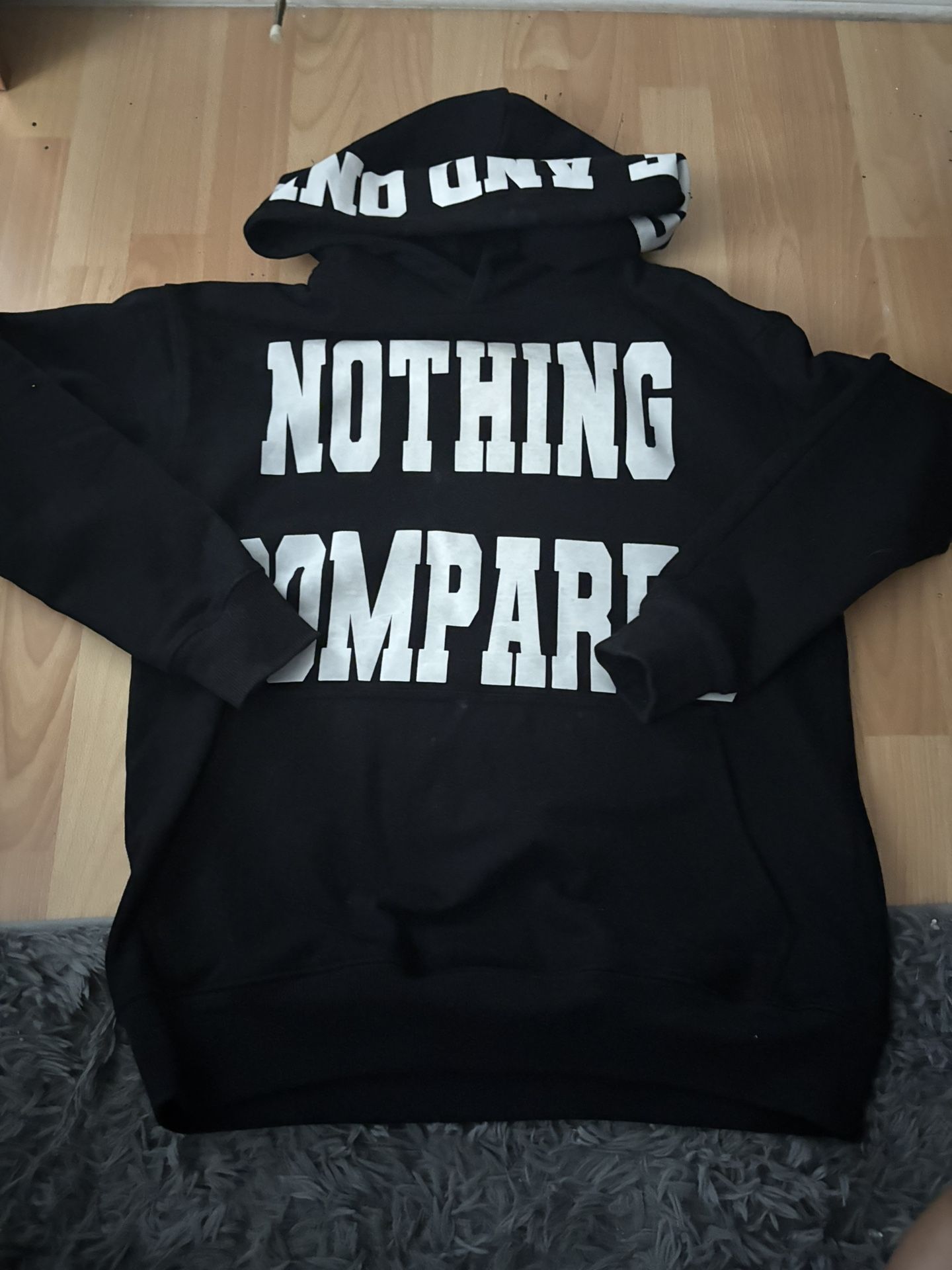 Nothing Compared Global Black And White Bedazzled Hoodie