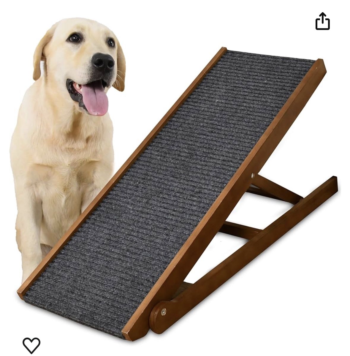 Adjustable Dog Ramp for Bed and Couch, Wooden Pet Ramp for Large & Small Dogs to Get on Bed or Couch, Rated for 250 LBS, Foldable Dog Steps for Large 