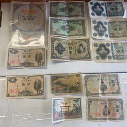 Old Japanese World War II Bank Notes Lot 
