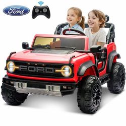 1998g 24V 2 Seater Ride on Truck Car, Ford Bronco Raptor Kids Electric Vehicle Car with Parent Remote, Battery Powered Ride on Toy for Boys Girls w/ R