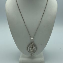 14kt White Gold Diamond Pendant And Chain 3.60 Cttw