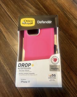 Otter box defender series for iPhone 17 pink