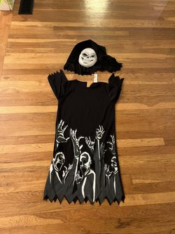 Grim Reaper Halloween Skeleton Costume Kids Child Small