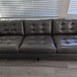 Crate & Barrel Petrie Leather 100" Grande Midcentury Sofa
