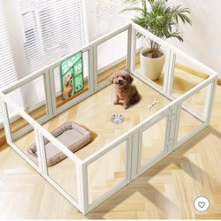 Acrylic Indoor Dog Playpen for Puppies and Small Dogs, 24 Inch, 10 Panels, White