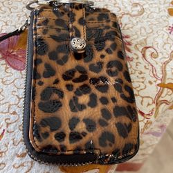 Brighton Zip Top Leopard Wallet Brown