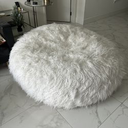 Large White Fluffy Bean Bag 
