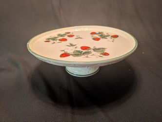 Beautiful Vintage Shafford Les Fraises Strawberry Pedestal Cake Plate Stand