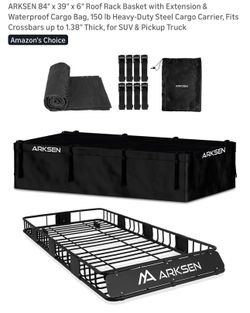 84" x 39" x 6" Roof Rack Basket with Extension & Waterproof Cargo Bag,