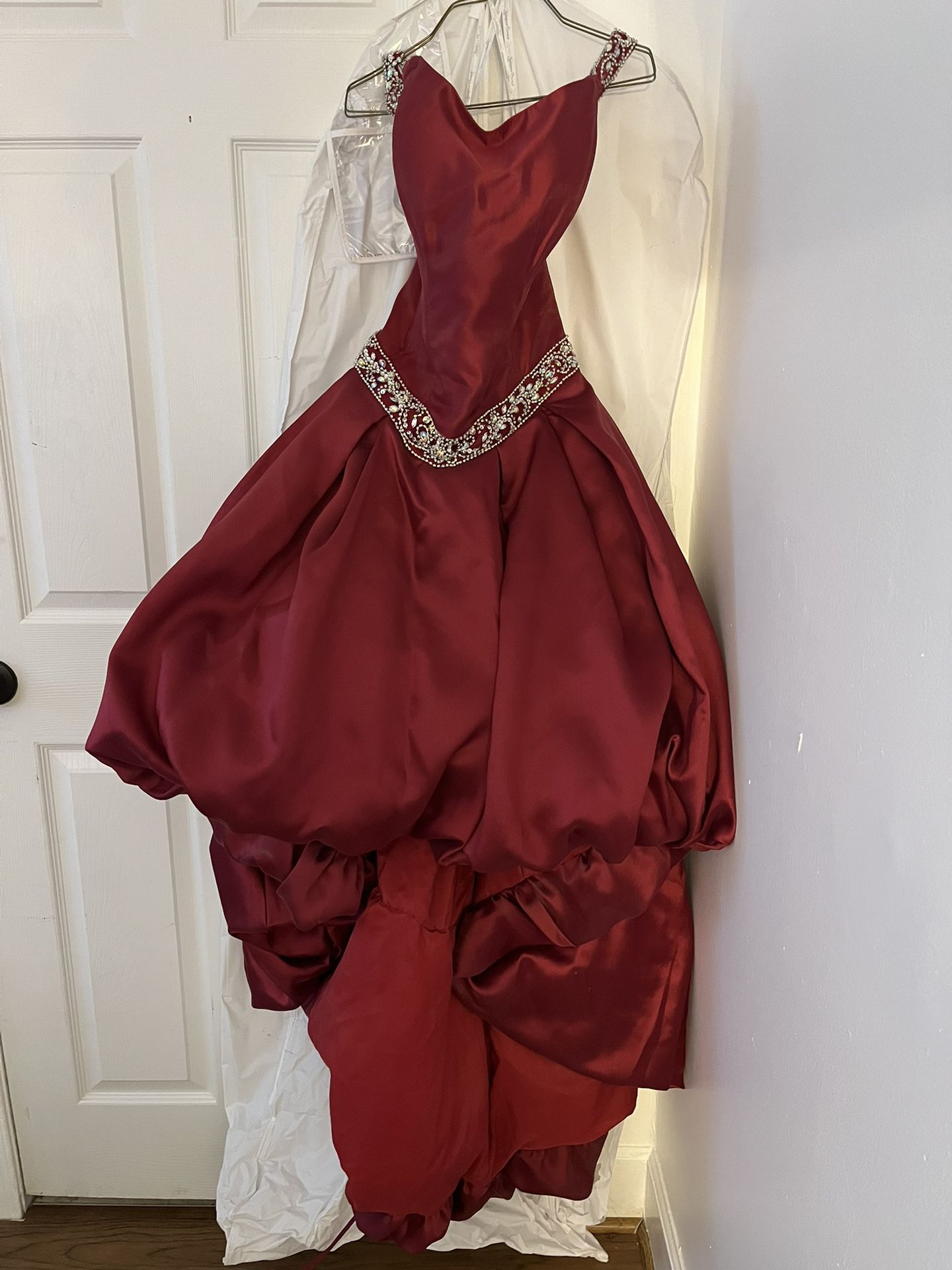 Maroon Metallic Ball/Prom Gown Size 14