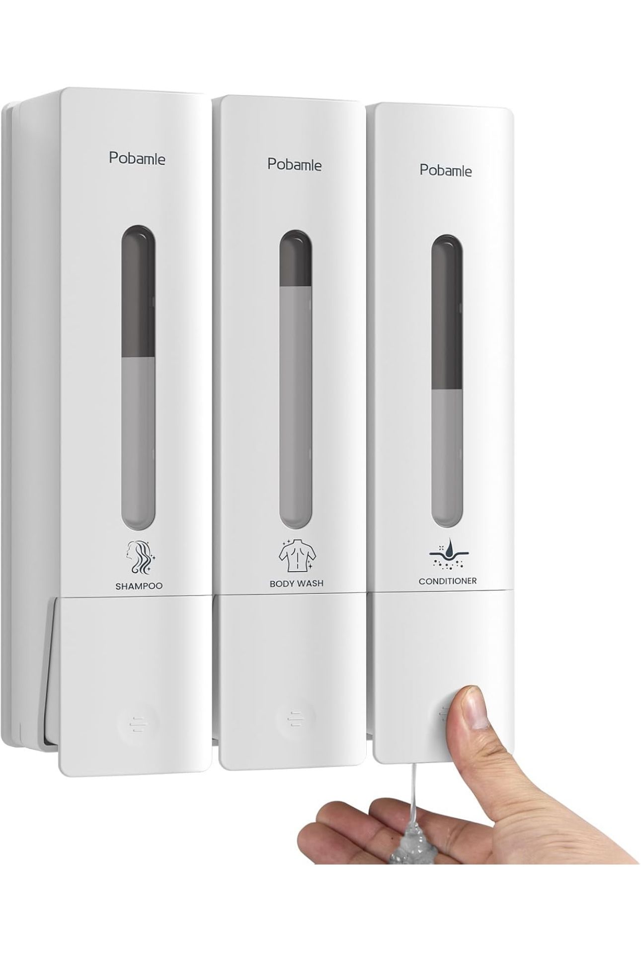 New 1984 Shower Soap Dispenser Bathroom Set Shampoo Conditioner Body Wash Dispenser Wall Mounted Shower Shampoo Dispenser 3 Chamber No Drill for Home 