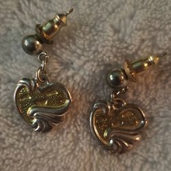 sterling silver drop/dangle pierced heart earrings 
