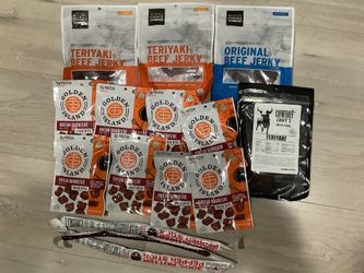 Mixed Lot of Golden Island Korean BBQ Jerky/Trail mix Nuts/Edamame Beans/Chips