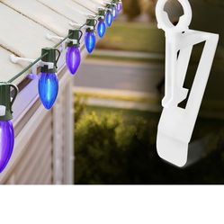 All-in-One Christmas Light Clips - 100 Packs for Gutter, Roof, Shingle - Compatible with C7, C9 & Mini String Lights - Heavy Duty Outdoor Hanging Clip