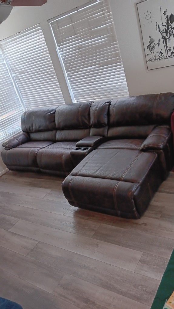 Pleather Home Theater / Gaming Power Reclining Sofa
