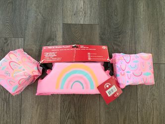 Lifeguard 3-Pc Kids Swim Float w/Detachable Arm Bands 33-55 lbs  Rainbow New