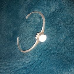 vintage sterling silver Bangle with opal stone  weighs 12.6 grams