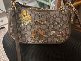 Coach embroidered floral purse