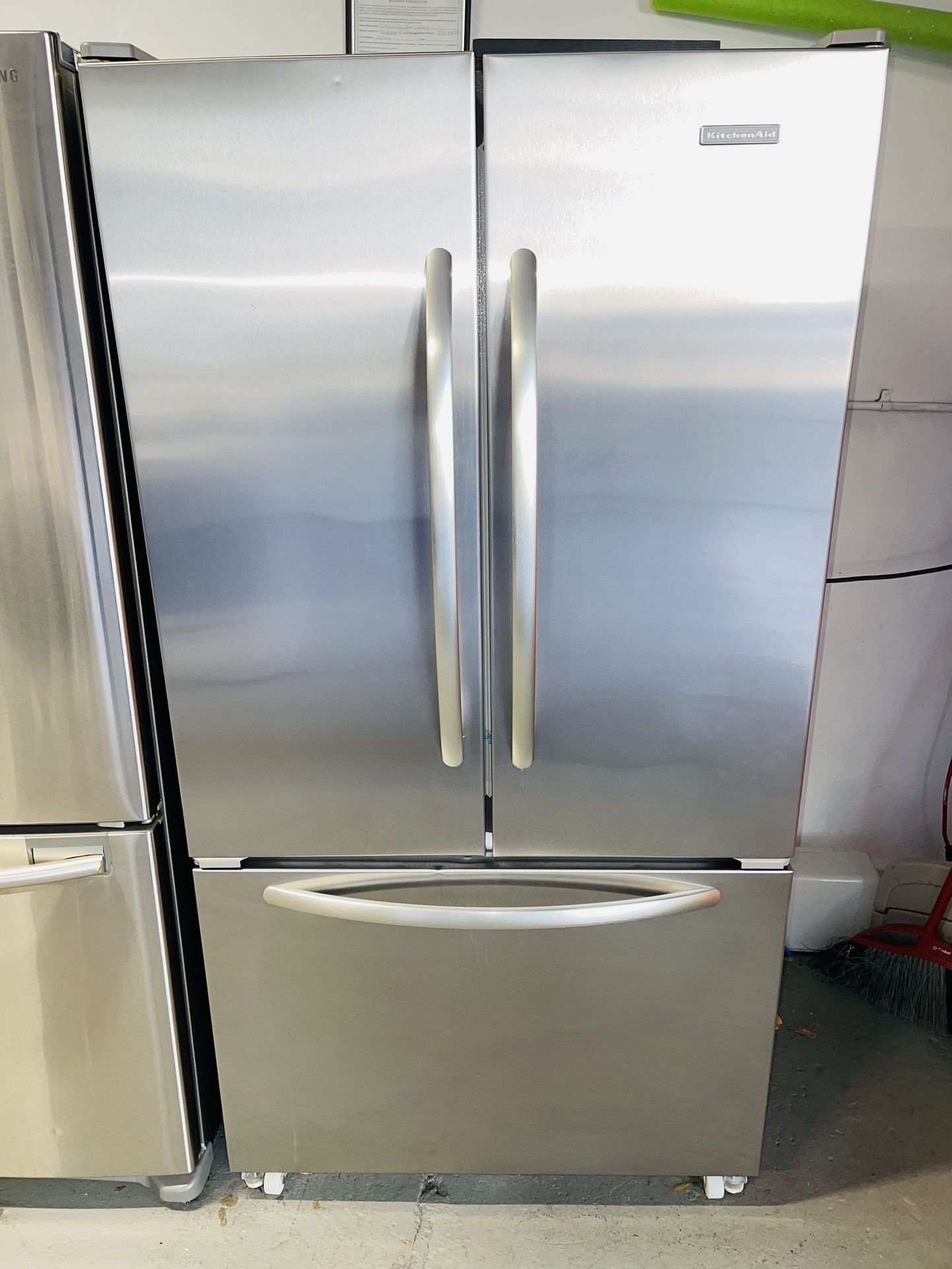 KitchenAid stainless steel refrigerator 36x69x24 one receipt for 60 days warranty