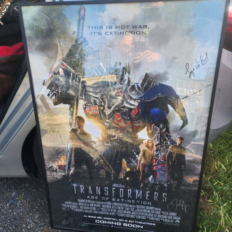 Autographed Transformers Age Of Extinction Poster