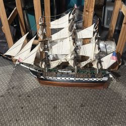 Vintage Handmade Sailboat USS CONSTITUTION 29” Long Rare