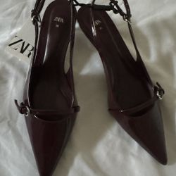 Zara Burgundy Red Kitten Heels  