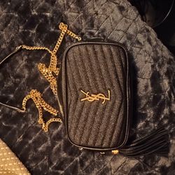 Saint Laurent CASSANDRE ENVELOPE CHAIN WALLET IN GRAIN DE POU DRE LEATHER