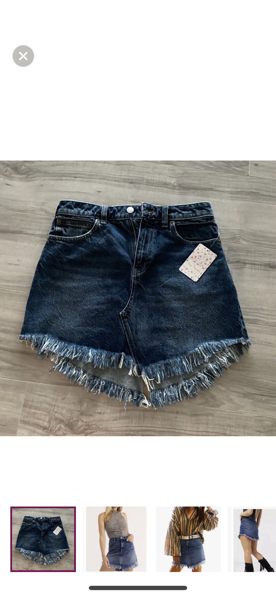 Free people denim fringe skirt size 26 dark blue new with tags concert country