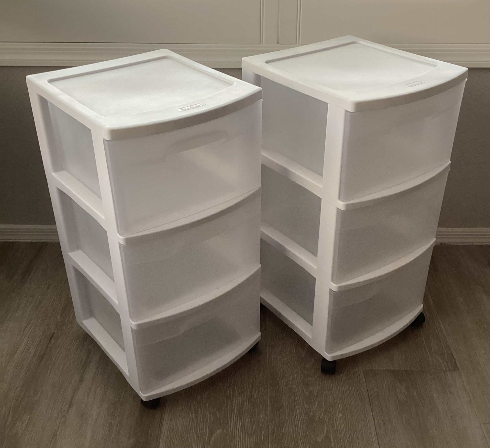 Plastic Storage Drawer Cart Medium Home Organization Storage Container 3 Drawers Removable Wheels