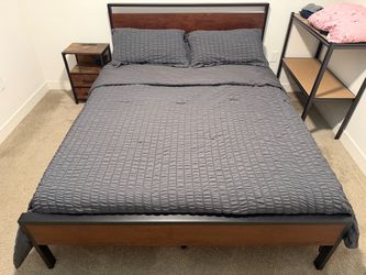 Queen bed frame + mattress