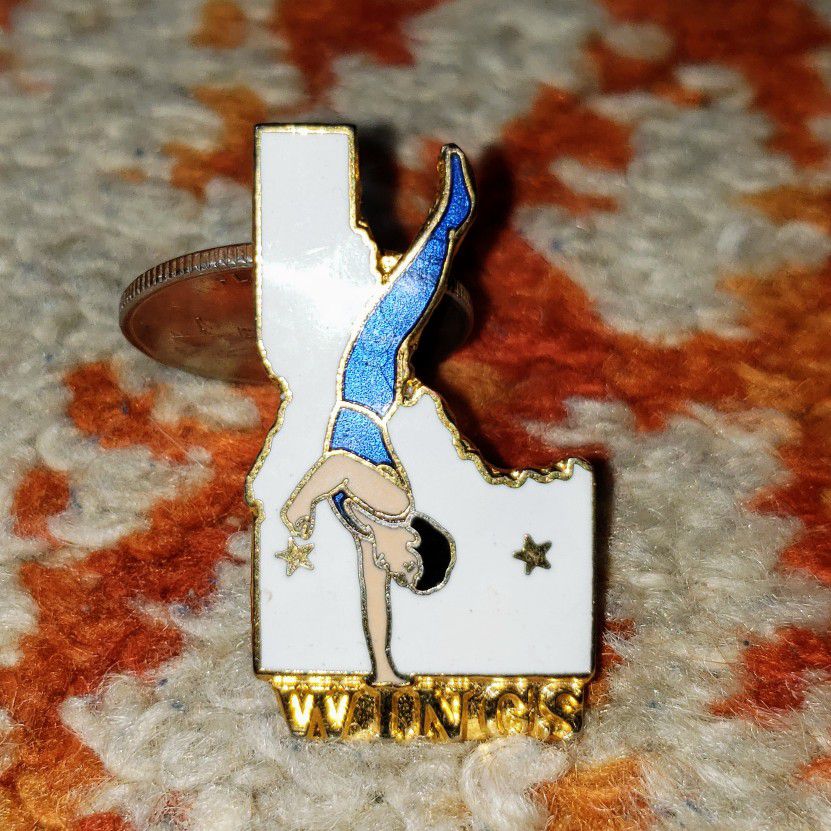 Vintage 80s WINGS Men's Gymnastics Enamel Lapel Pin [Z2] 