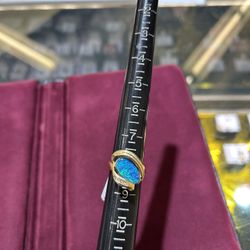 18K Blue Opal Ring Sz 8