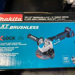 Makita 18V LXT Lithium-Ion Brushless Cordless 4-1/2 in./5 in. Paddle Switch X-LOCK Angle Grinder with AFT, Tool Only