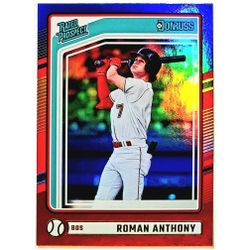 ROMAN ANTHONY ROOKIE RED, WHITE, BLUE HOLO "RATED PROSPECT" 2024 DONRUSS #122