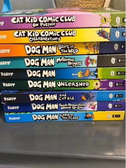 Dog Man Book Collection (7) + Cat Kid Comic Club (2) – 9 Books Total