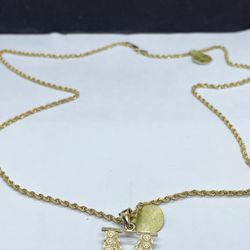 14k solid gold rope chain and initial “ M “