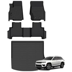 All Weather Floor Mats Cargo Mat Fit for Jeep Grand Cherokee(WL Include 4xe, Not WK2 or WL75) 2022-2025 5 Seat Only TPE Rubber Liners All Season Guard