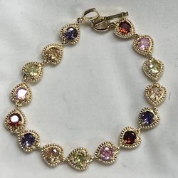 beautiful cubic zirconia multicolor stones Hearts Links women bracelet✨✨✨
