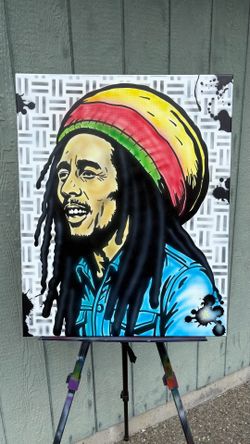 Original Airbrushed Bob Marley Canvas Painting | 26x30 | Hand-Painted One-of-a-Kind