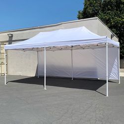 (Brand New) $205 Heavy-Duty Canopy 10x20 ft with (2 Sidewalls), EZ Popup Shade Outdoor Gazebo, Carry Bag
