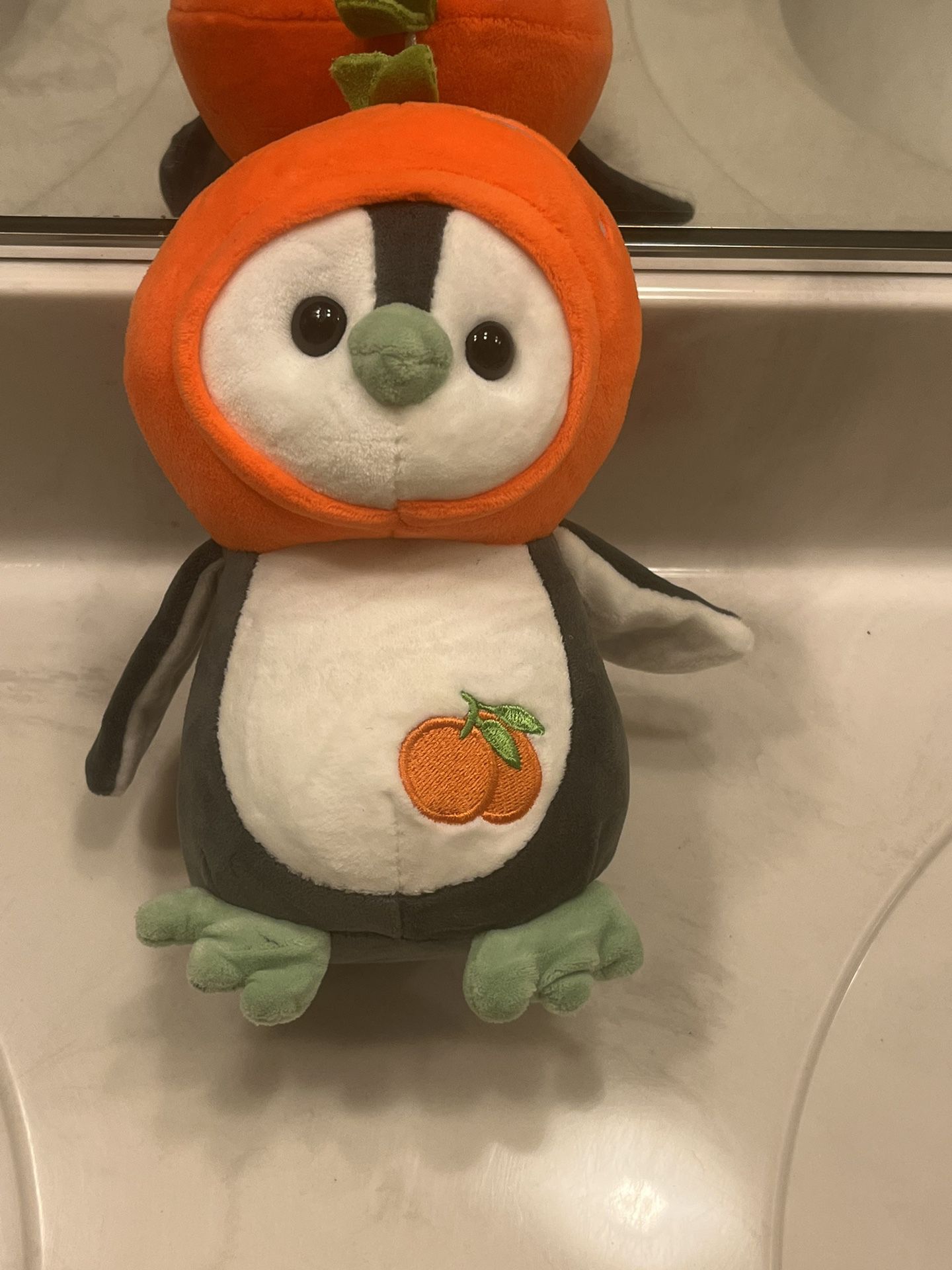 Penguin Plushie, Orange, Gray, and Green, 25 cm, Cute, Soft, Perfect gift