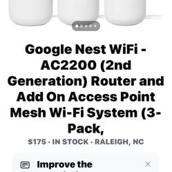 Google Nest WiFi Router Access Point Mesh Network 