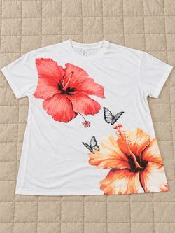 White Floral Graphic T-Shirt