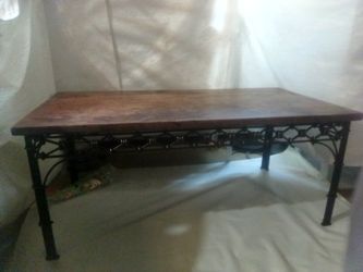 Cast Iron Base Coffee Table, Real Wood Top.