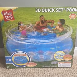 Play Day 3D Quick Set Pool w/ 2 swimming goggles - Brand New