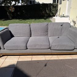 Gray Sofa 3-seater + Ottoman
