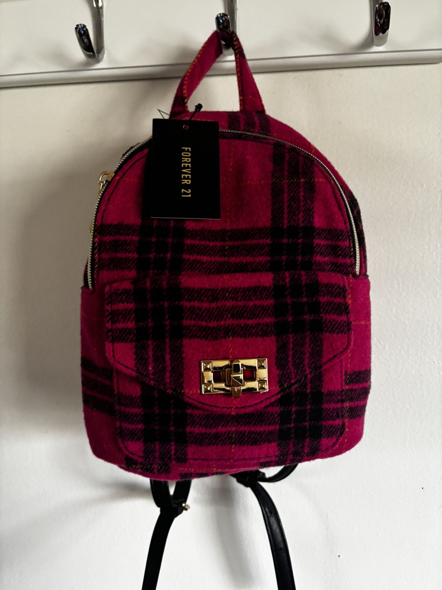 🆕 Cute Mini Pink And black  Plaid Backpack 🎒 